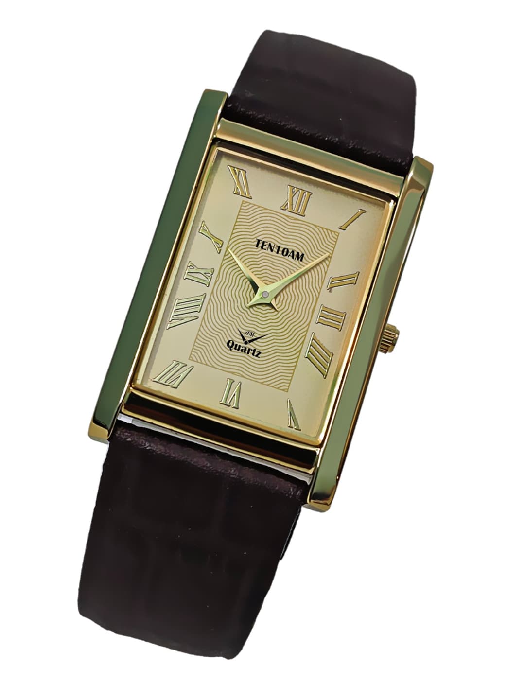 Tank Slim Rectangular Gold Roman Dial Japanese 27mm Wristwatch