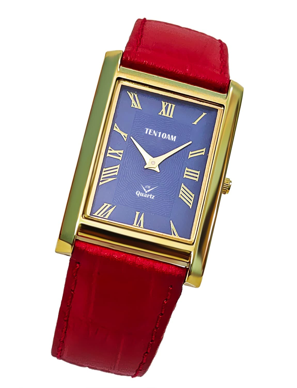 Tank Slim Flag Style Rectangular Gold Roman Dial Japanese 27mm Wristwatch